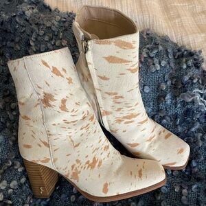 Sam Edelman animal print cow hide boots